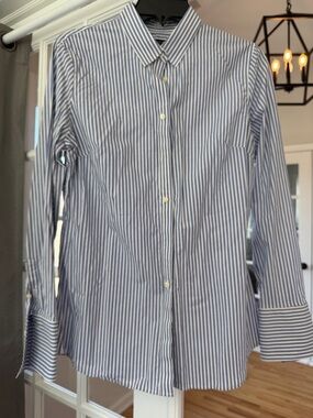 Banana Republic Riley Blue and White Striped Button-Down Shirt